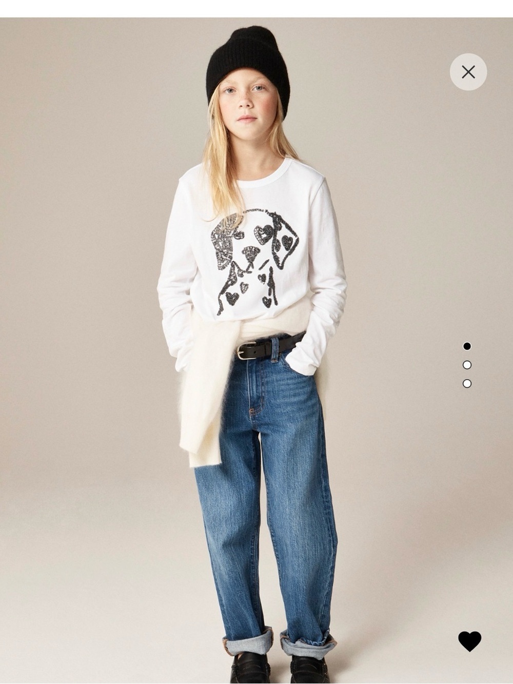 Crewcuts White Long-Sleeve Graphic Tee with Black Dog Design Dalmation  sequins
